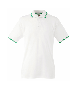 POLO TIPPED ( FRUIT OF THE LOOM ) bianco - verde prato